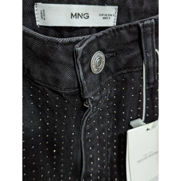 MNG Straight Flared jeans with rhinestone detail size USA 4 - Picture 3 of 8